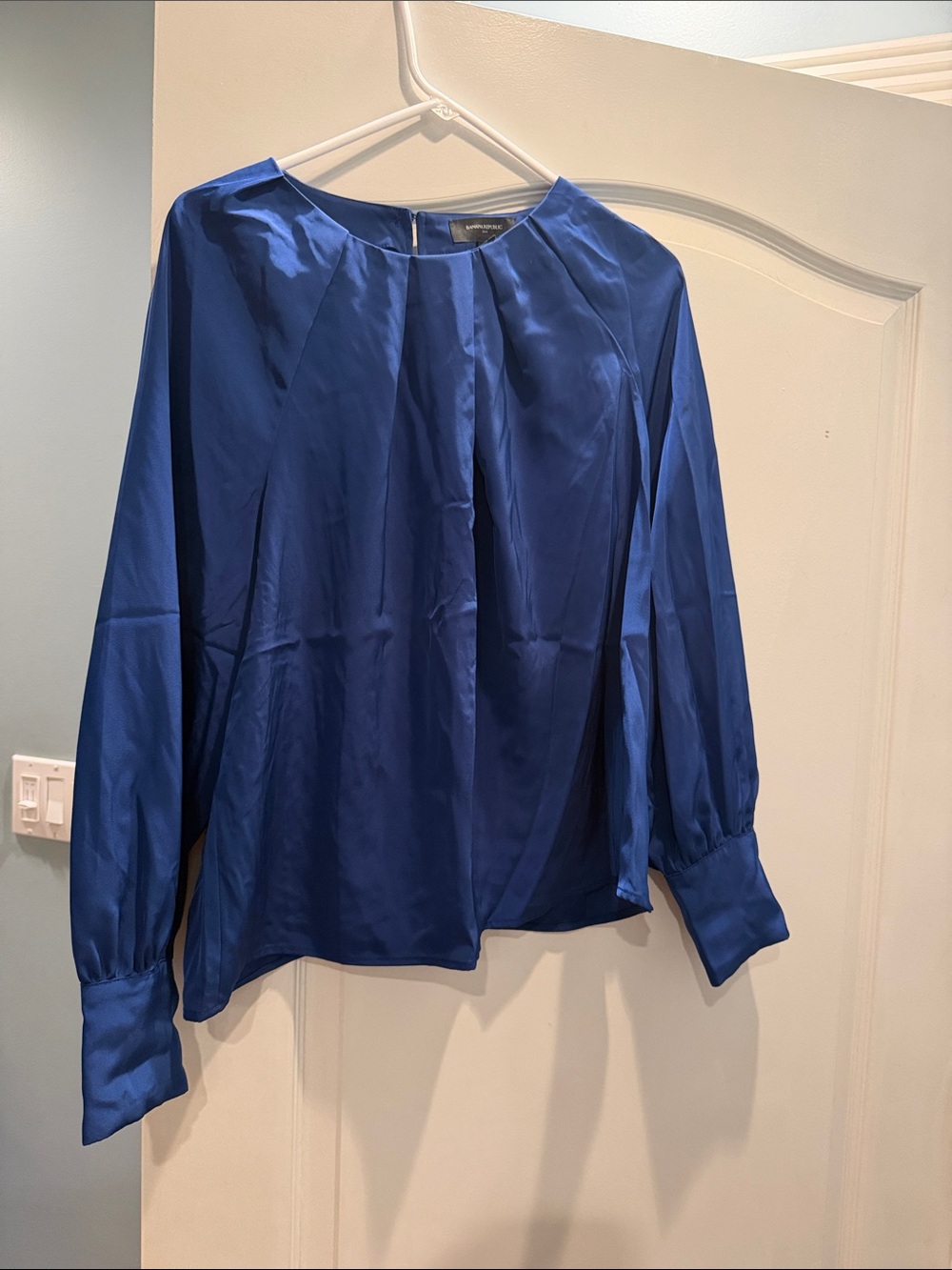 Banana Republic Royal Blue Satin Long-Sleeve Blouse
